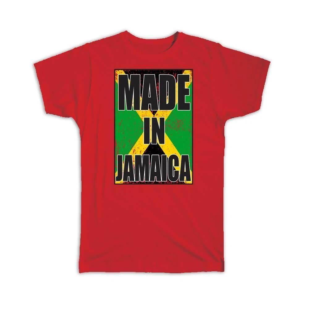 Gift T-Shirt : Made In Jamaica Flag Retro Artistic Jamaican Expat Country L