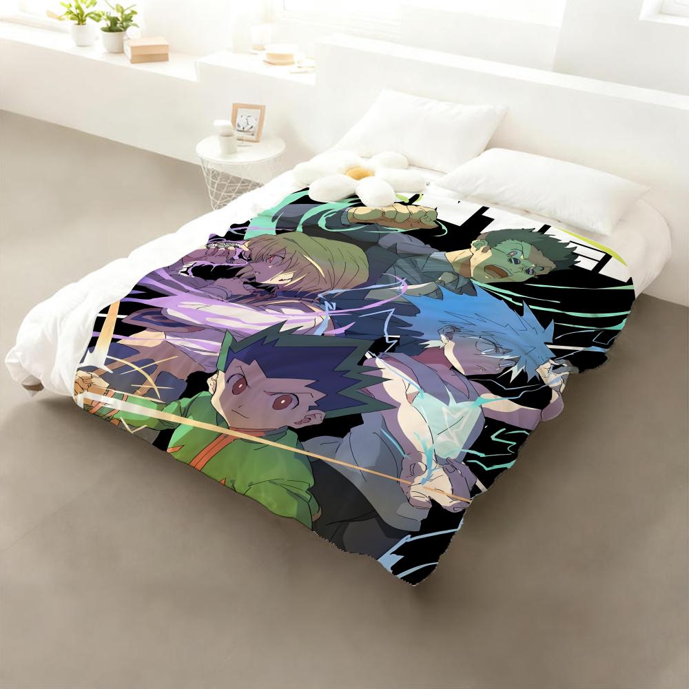 

Anime Hunter x Hunter Throw Flannel Throw Blanket: Soft Kid-Friendly Warm Anti-Static All Season Washable Couch Bed Home 75x90cm