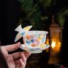 Ceramic Covered Bowl Chinese Style Underglaze Color Tea Bowl Hovering Lid Bowl Tea Cup Tea Tasting Cup Drinking Utensils