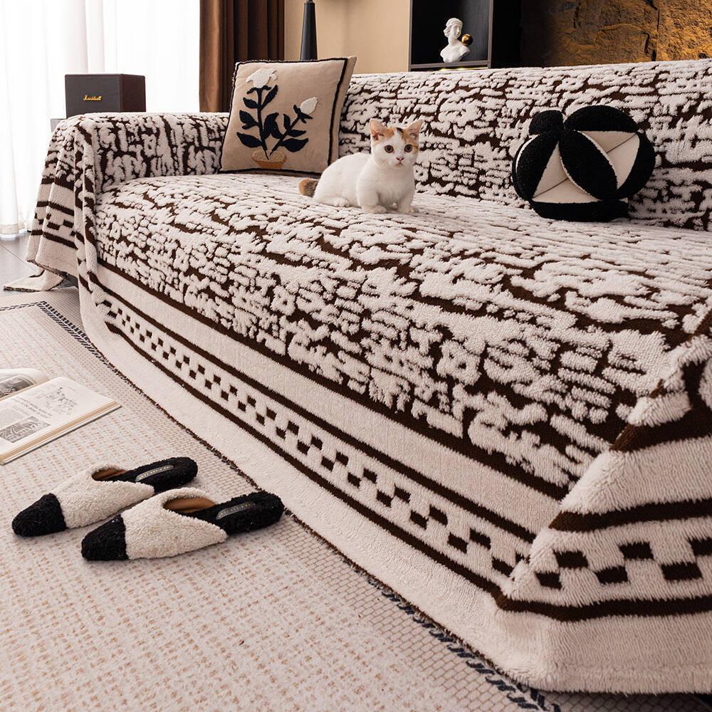 Winter Thick Plush Fabric Sofa Cover Fashion Durable Chair Pad for Living Room Comfortable Soft Furniture Protector Home Decor