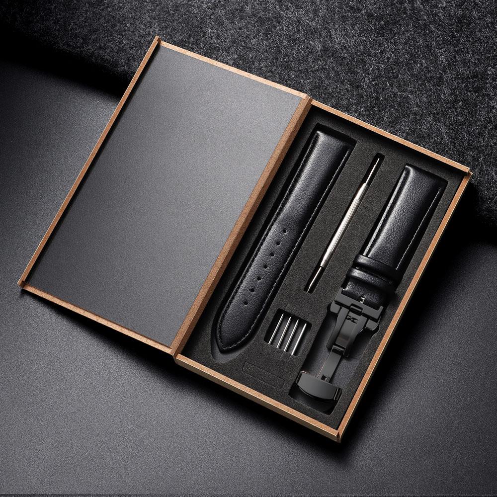 14mm 16mm 18mm 20mm 22mm 24mm Genuine Leather Watchband Watch Strap Butterfly Buckle for Men Women Business with Box Wrist Belt