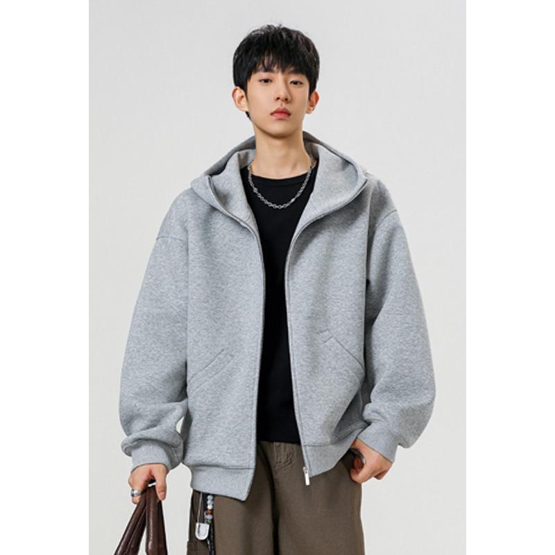 Mens Womens Loose Solid Hooded Zip Up Cardigan Vintage Casual Sweatshirt Jacket