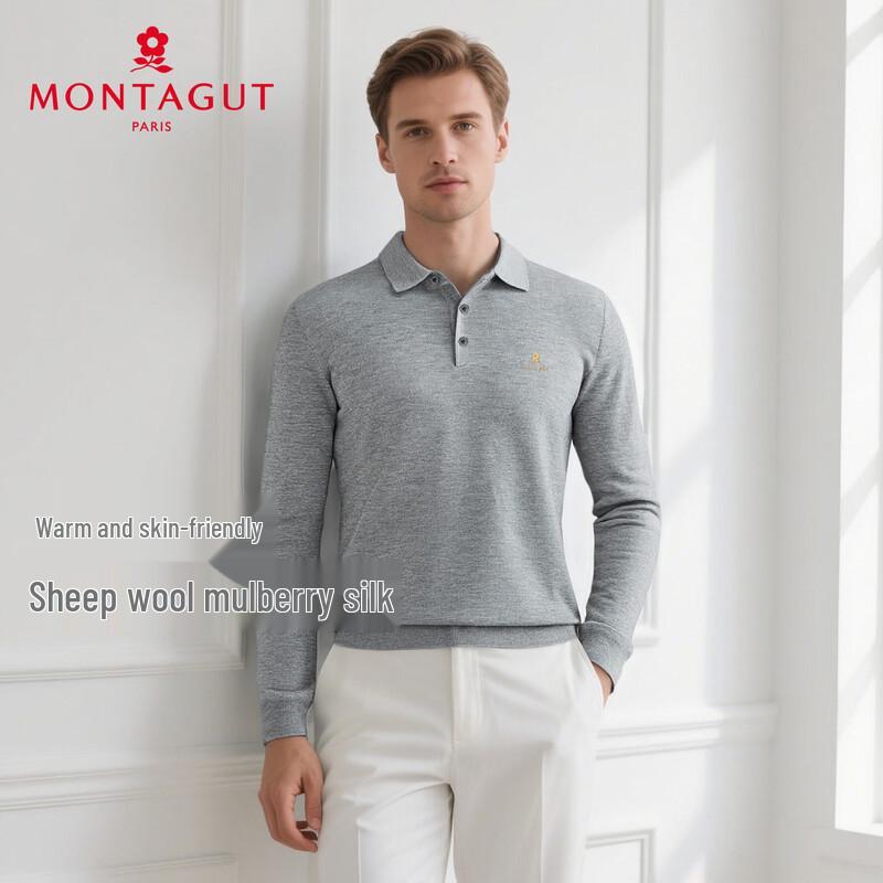 MONTAGUT Men's Merino Wool & Silk Infused Knit Pullover