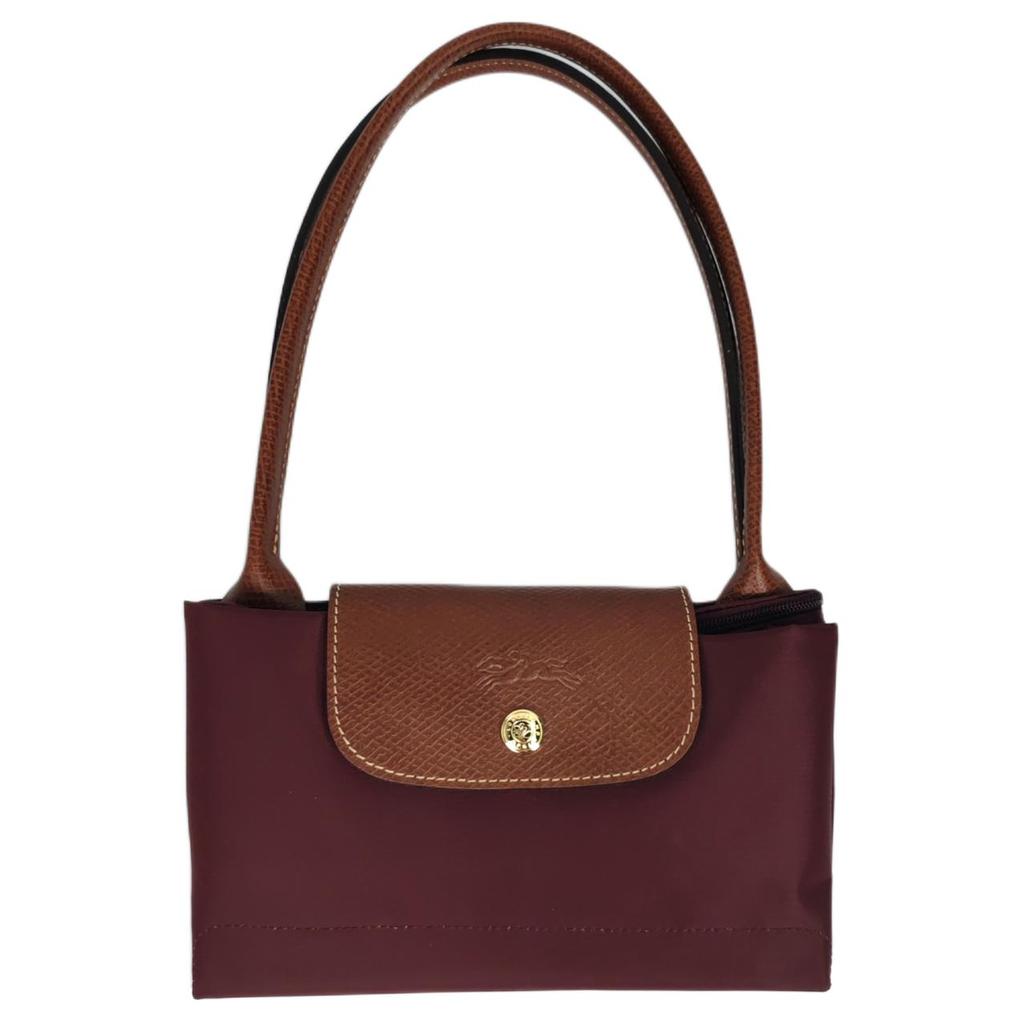 Longchamp Le Pliage Logo Snap Closure Recycled Polyamide Canvas Shoulder Bag Medium Women Shoulder Bag Burgundy 2605089P87