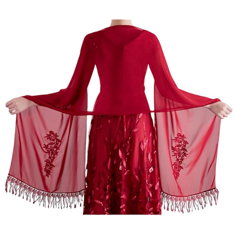 

[toasoa] stall shawl long ladies Thin Large format wedding chiffon race (wine red)