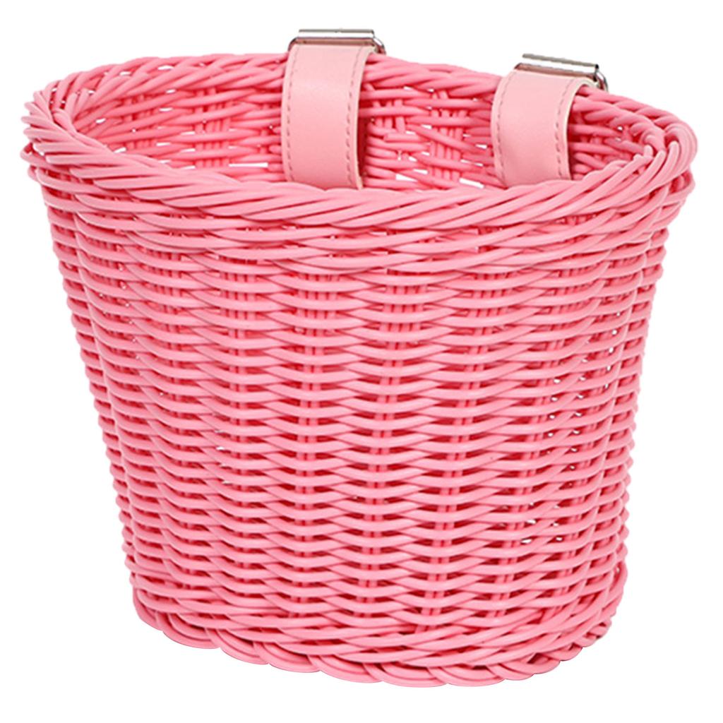 Kids Bike Front Basket Waterproof Plastic Woven Bike Basket Childrens Bicycles Handlebar Basket Easy To Install