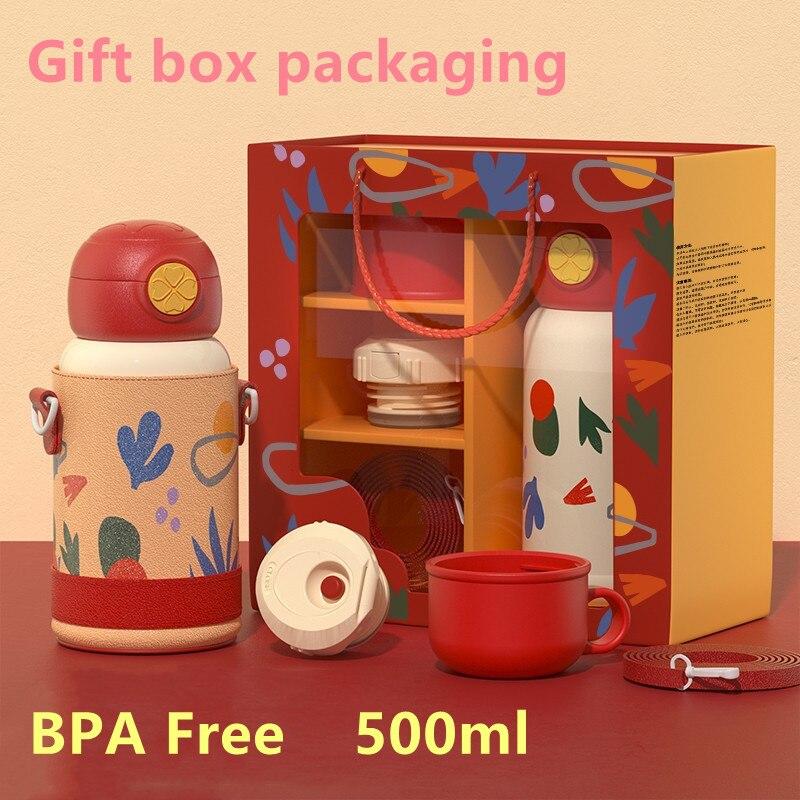 Buy Stainless Steel Kids Thermos Cup With Straw Double Lid Cute Child