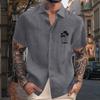 Men'S Casual Loose Short Sleeved Printed Shirt With Fashionable Lapel Top