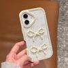 For iPhone 16 Case Two Bow Epoxy Design TPU+PC Phone Back Cover Rhinestone Decor
