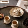 HOYIHM Cloud Rock White Wabi-sabi Teapot Elegant Tea Infuser Pot Tea Brewing Kettle With Filter Kung Fu Tea For Tea Decoration