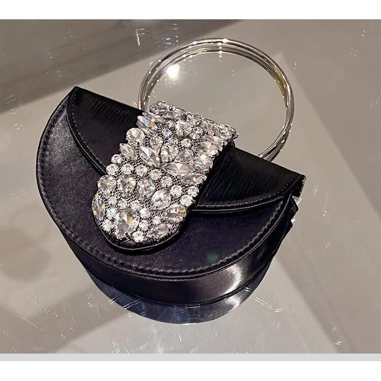 Sparkling Rhinestone Wedding Party Trendy Evening Bag – Elegant Retro Satin Shoulder & Crossbody Purse Women Handbags Clutch Purse