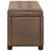 Ottoman with Storage Space 87.5 cm Brown Faux Suede Look