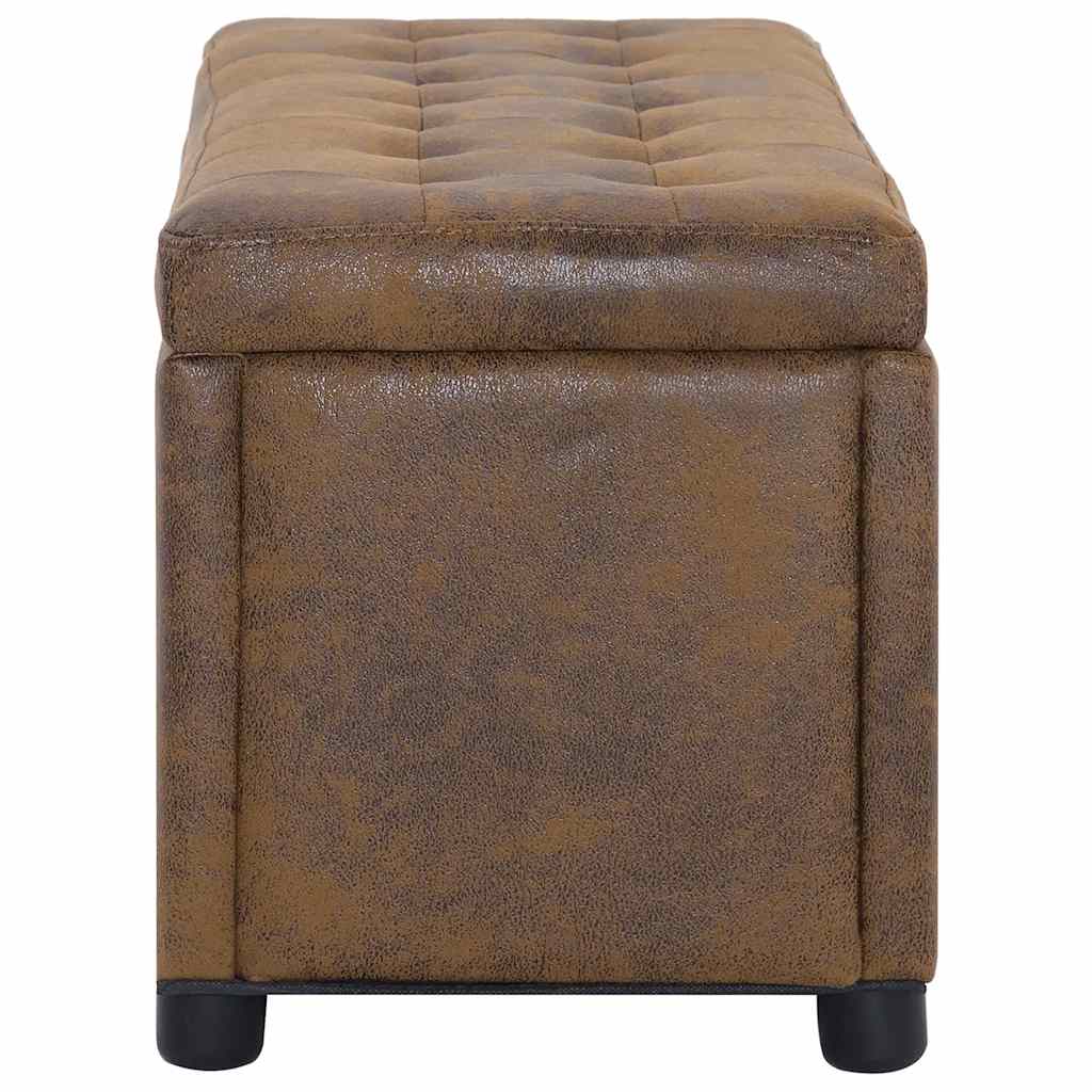 Ottoman with Storage Space 87.5 cm Brown Faux Suede Look