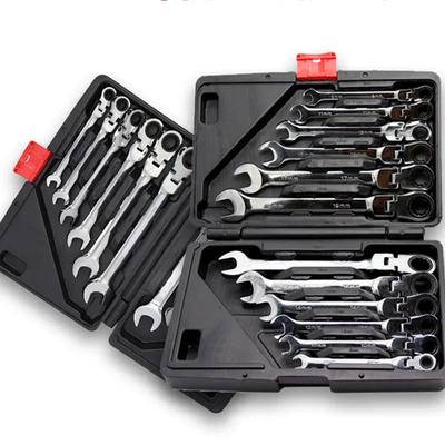 NEU 1 Stück Gelenkkopf-Ratschen-Maulschlüssel-Satz SAE 1/4''-13/16'' Premium 72-Zähne Getriebe Chrom Organizer Reparaturwerkzeug