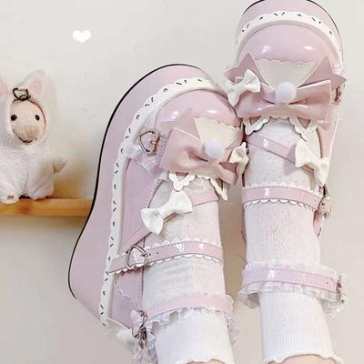 Lo Shoes Japanese Small Leather Shoes Women's Skirt Round Head Cute Soft Sister Jk Uniform Platform Big Head Shoes Lolita Shoes
