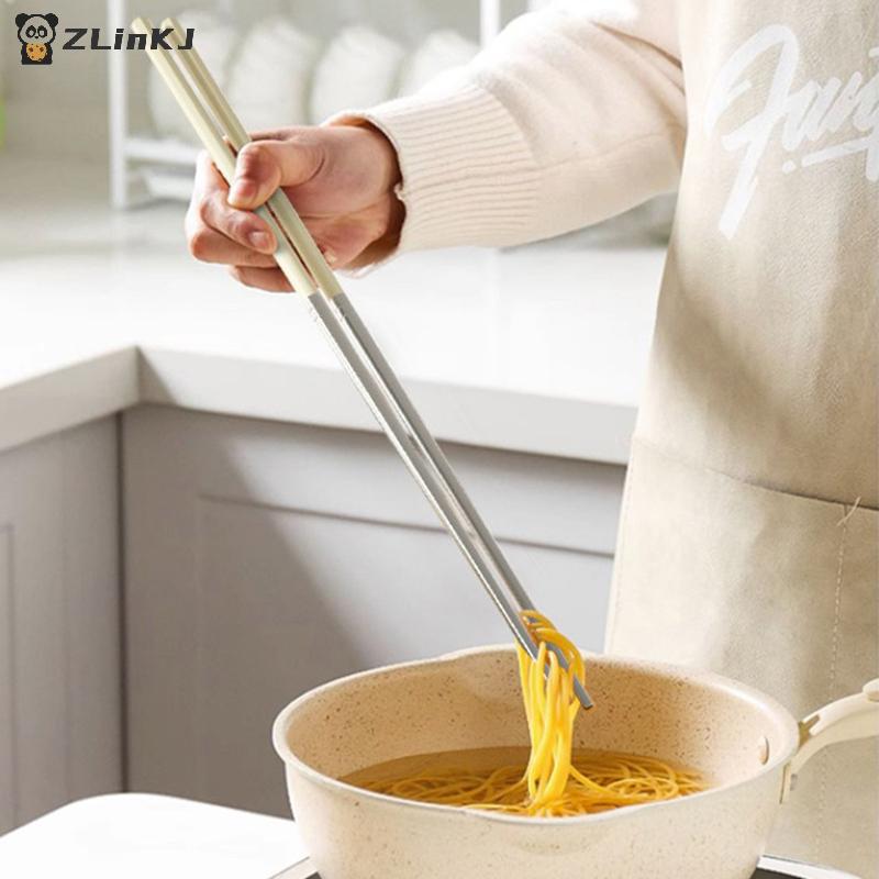 Essstäbchen aus Edelstahl, lange Essstäbchen, zum Kochen von Nudeln, frittierte Hot Pot-Essstäbchen, chinesische Essstäbchen, wiederverwendbares Essstäbchengeschirr aus Metall