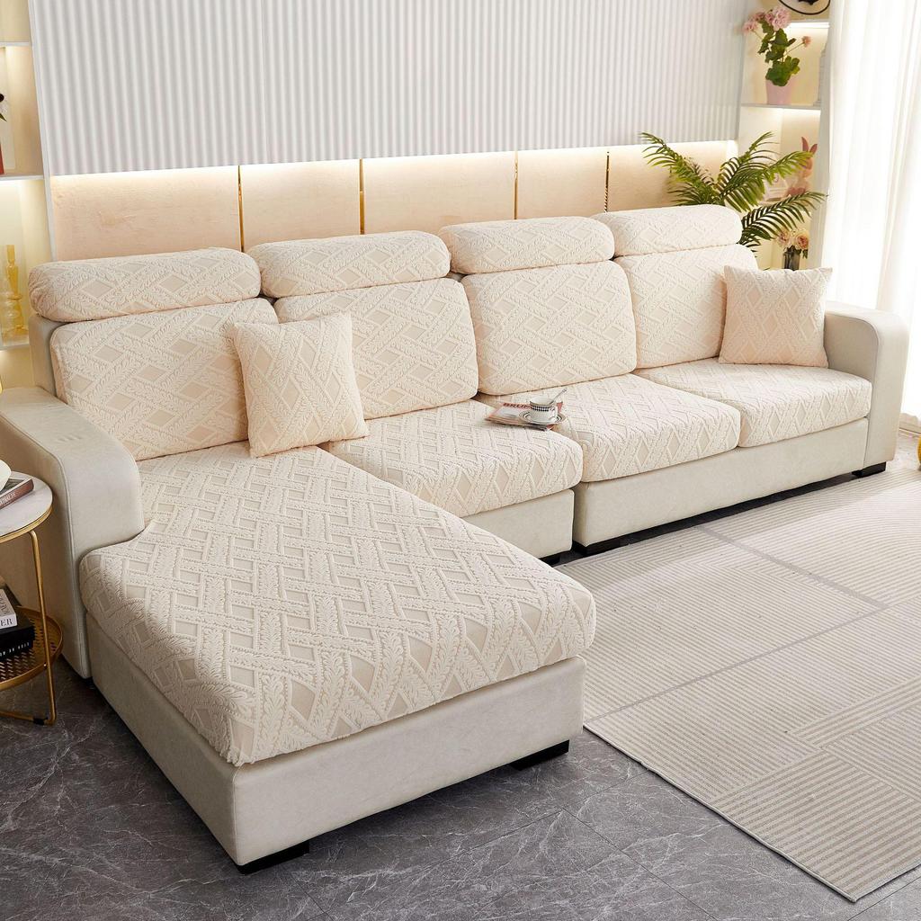 Thickened Jacquard Velvet Elastic Sofa Cover with Cushion Cover.