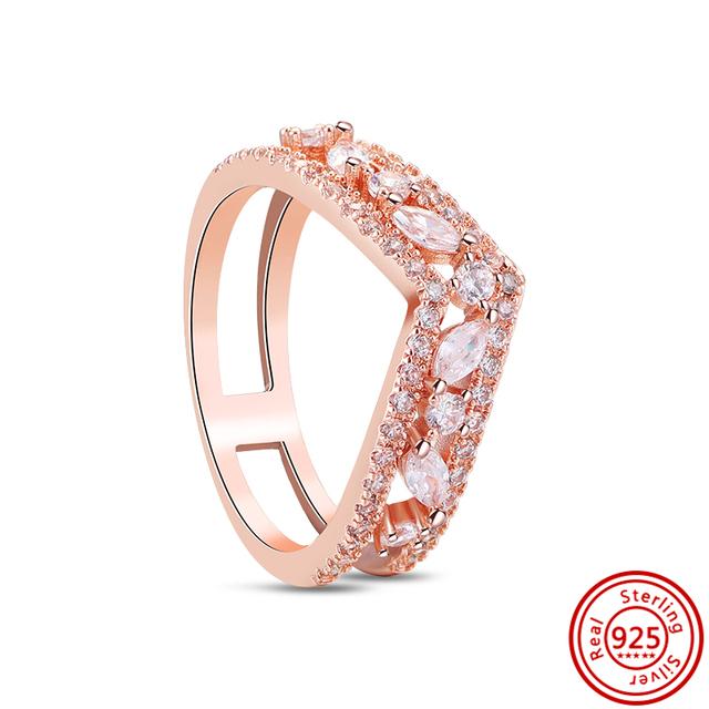 Authentic 100% 925 Sterling Silver Princess Regal Crown Heart Sparkling Zircon Luxury Circle Rings Women Wedding Jewelry