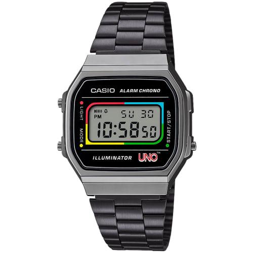 

Casio Watch Casio Classic UNO Collaboration Model A168WEUC-1AJR Men s Gunmetal