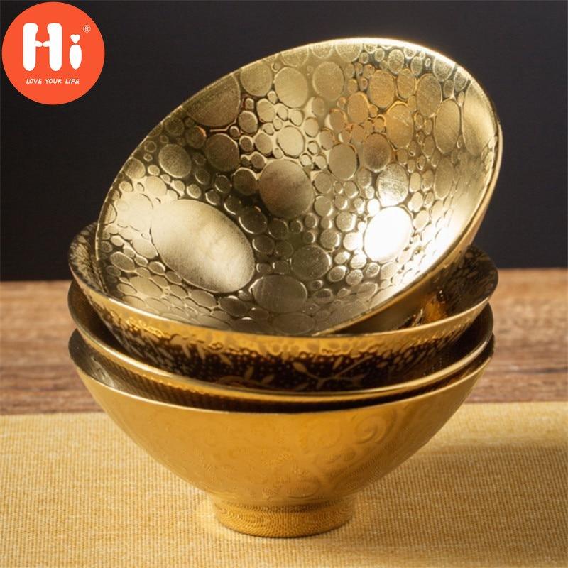 Hi Ceramic Gold Glaze Kung Fu Master Cup Porcelain Small Tea Bowl Handmade Office Teacups Water Mug Drinkware
