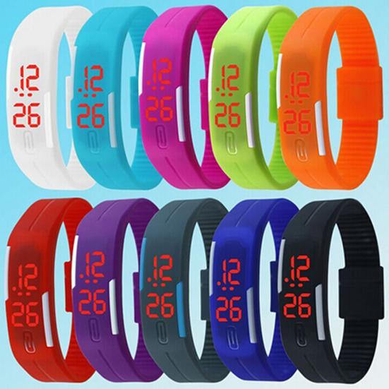 Men Women Fashion Silicone Red LED Sports Bracelet Touch Digital Wrist Watch
