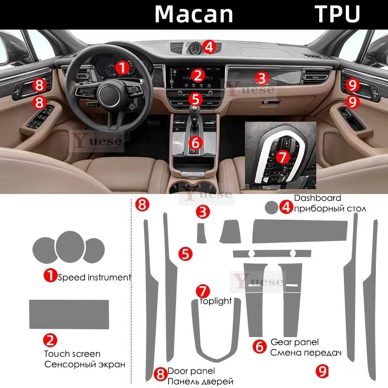 Auto-Innenspiegel Aufkleber Mittelkonsole Schaltung Navigation Armaturenbrett TPU Transparente Folie Für Porsche Macan -