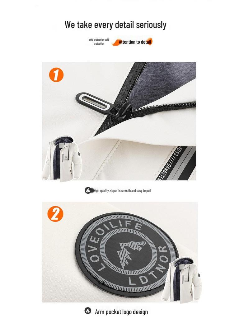 Herren Winter Plus Samt Verdickte Kapuzenjacke für Outdoor-Sport & Freizeit