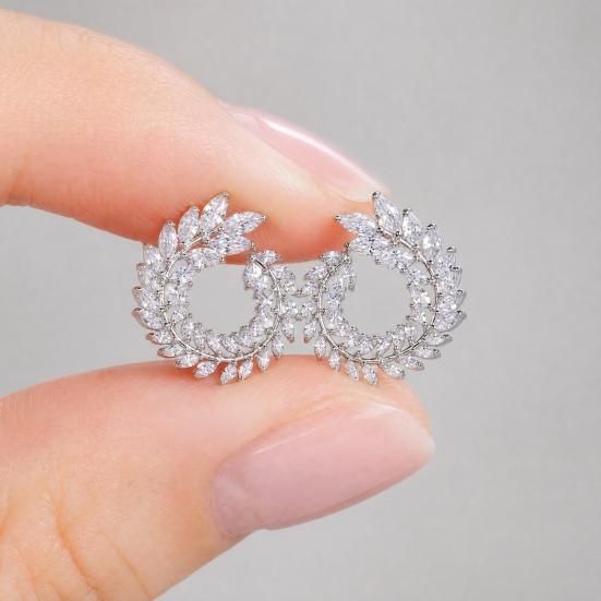 Laurel Leaf Hoop Earrings for Women, Silver Plated Earrings, Elegant Circular Earrings, Fashion Jewelry for Party Daily Wear