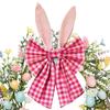 16 Inch Rabbit Ear Wreath Bow Grid Pattern Easter Wreath Bow Holiday Fabric Decoration Bow For Spring Tree Front Door Walls
