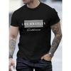European Sizes Men's Los Angeles Design Printed Casual Commuter Versatile Short-Sleeve T-Shirt