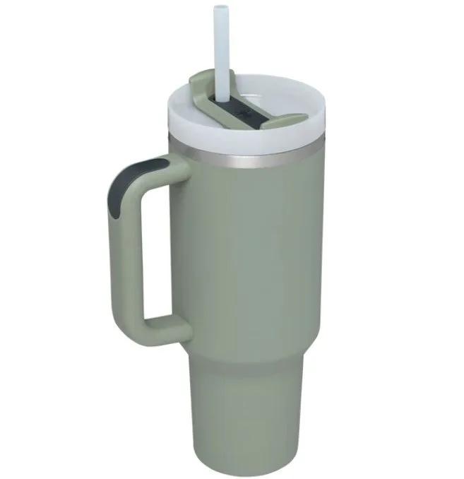 Steel Vacuum Insulated Tumbler Double Wall Vacuum Travel Water Bottle 40oz Insulated Tumbler with Straw Lid and Handle