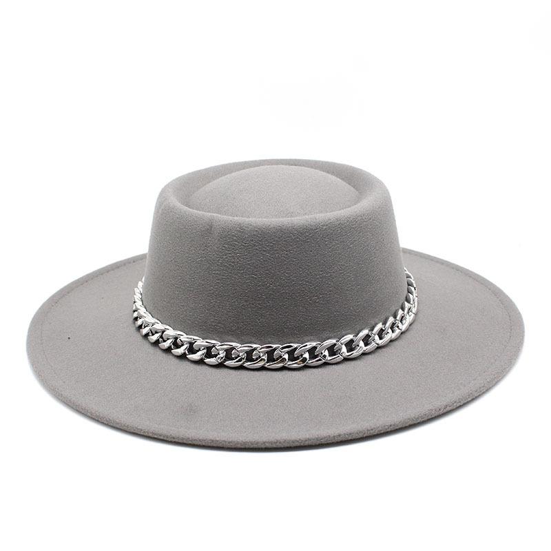 

Chain Dome Convex Top French Top Hat Style Felt Hat 8.5Cm M（56-58cm） світло-сірого кольору