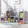 2-in-1 Children's Shelf, Shelf + Bench incl. Cushion, 103 cm x 30 cm x 62 cm, White + Gray