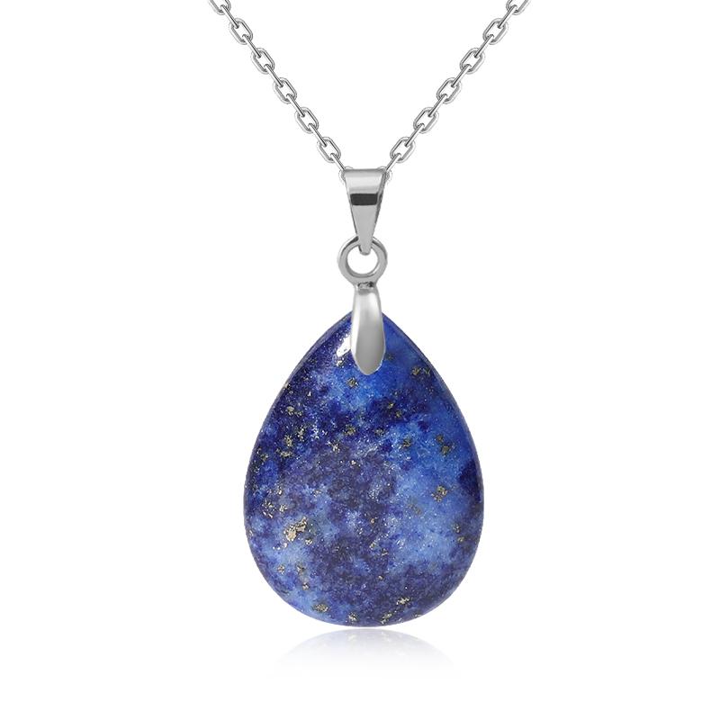 New Fashion Natural Stone Crystal Pendant Teardrop Simple Pendant Necklace Earrings Making Jewelry With Chain Collar