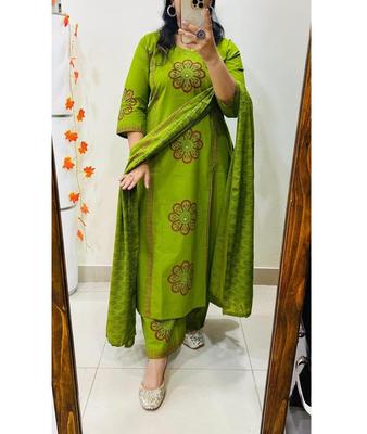 Women Designer Cotton Block Print 3pcs Salwar Suit Indian Bollywood Top Tunic Kurti Set