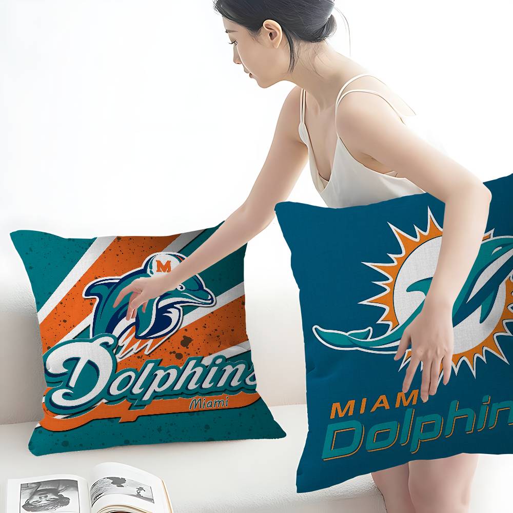 M-Miami D-Dolphins Cushion Cover Decorative Pillow Sofa Home Decor Case Pillow Cases