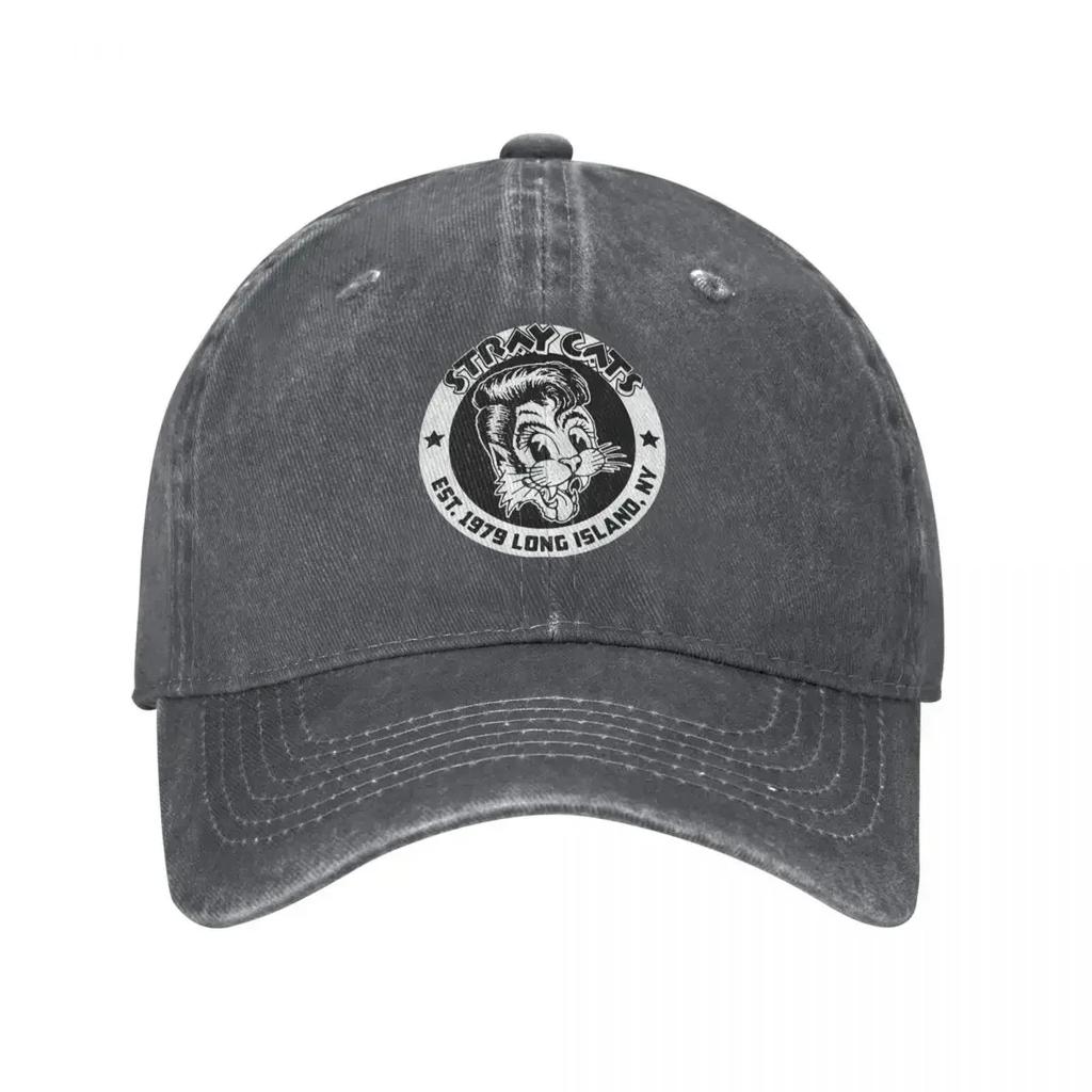Berretti da Baseball Unisex Stile Stray Cats Cappelli Lavati Usurati Cappellino Vintage per Allenamenti all'Aperto Vestibilità Regolabile Cappellino Snapback