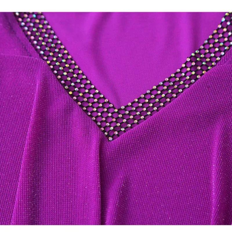 New Korean Summer Women's T-Shirt Hot Diamonds V-Neck Bling Tees Fashion Short-Sleeve Sexy Off The Shoulder Tops
