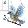 2D Acrylic Diamond Art Hummingbird Window Hanging Decor Crystal Bluebird Stained Art Ornament Outdoor Garden Decoration