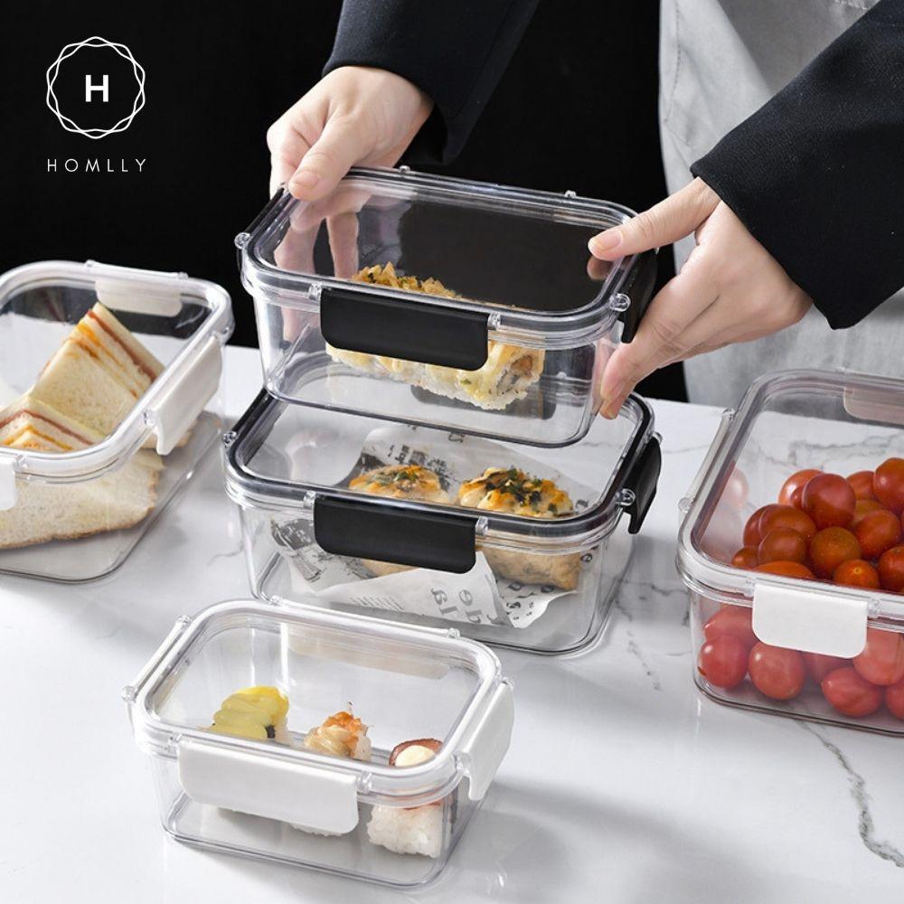 HOMLLY BPA-Free Air Tight Plastic Food Storage Container with Four-Latch Lid for Lunch, Meal Prep and Leftovers  ( X3 PCS)