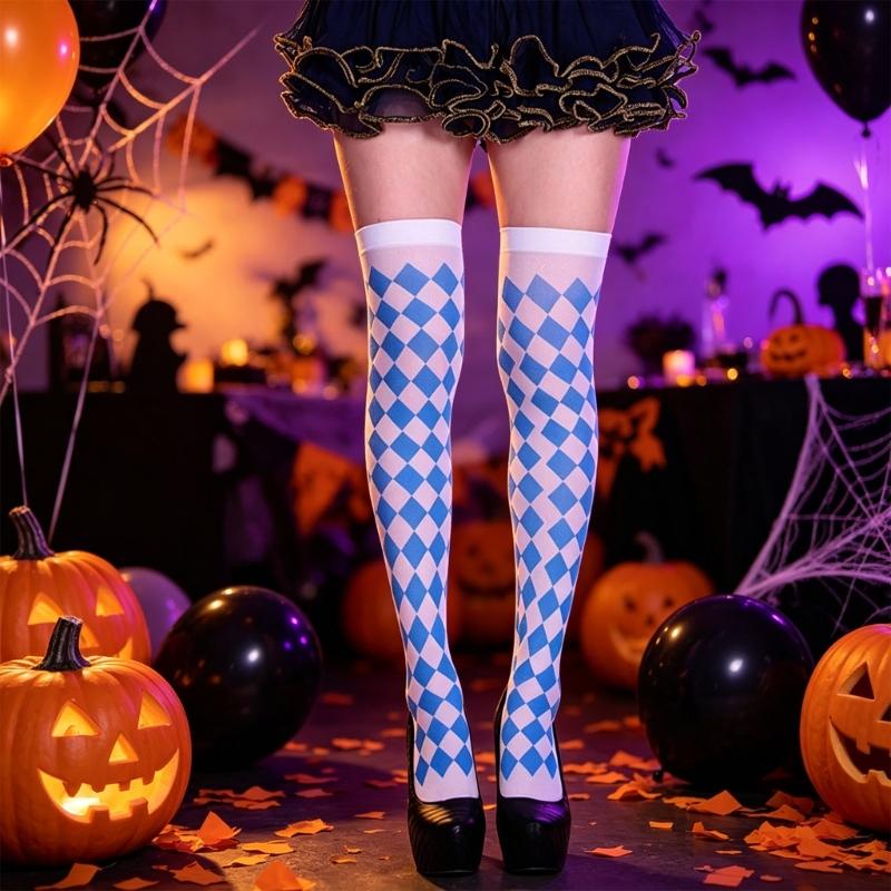 Bas Cuissardes pour Femmes pour Cosplay et Tenues d'Halloween, Chaussettes Douces Extensibles au-dessus du Genou pour Fêtes