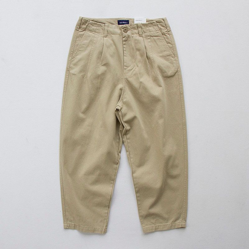 Japanese Style Straight-Leg Pants Loose Wide Leg Leisure Khaki EUR30