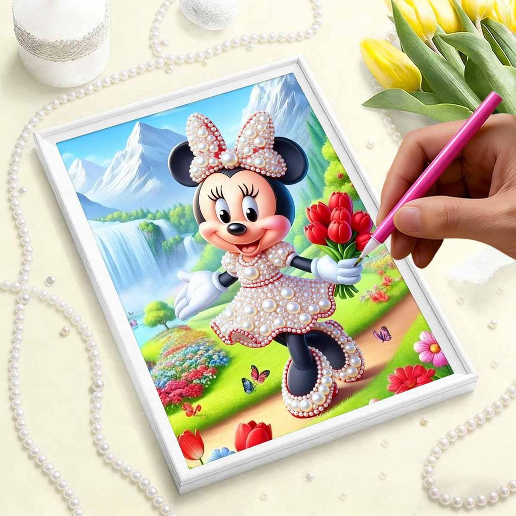 Disney Pearl Painting Minnie Mountain Flower Sea Waterfall Creative Art 5D Pearl Embroidery Cross Stitch Kit Handmade DIY Home and Room Decor Gift