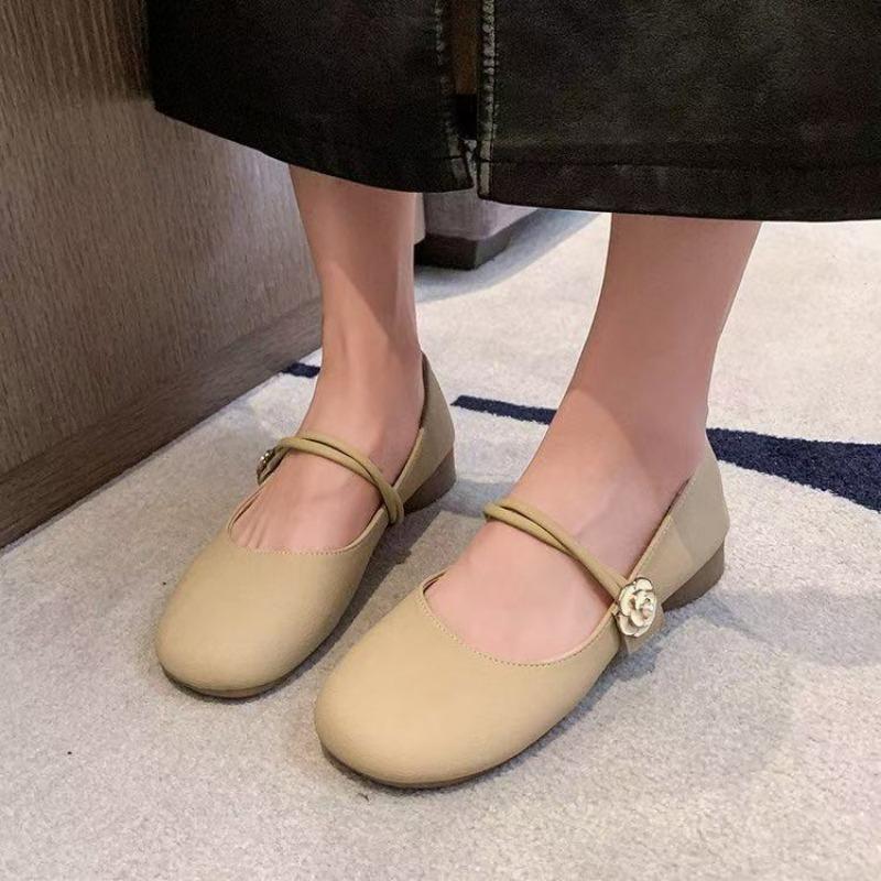 New soft leather one-pedal with skirt gentle wind thick heel single shoes retro Mary Jane women's shoes summer