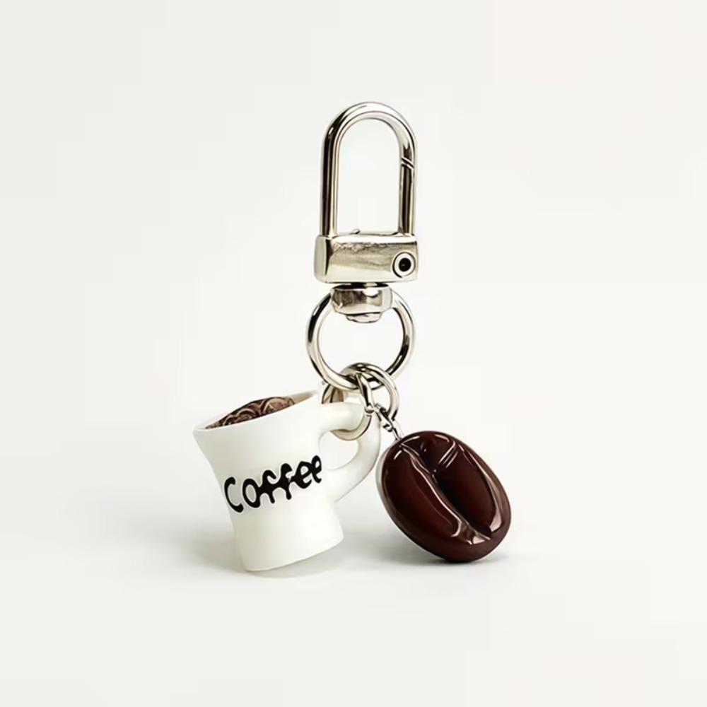 Simulation Coffee Cup Keychain Miniature Realistic Coffee Pendant  for Luggage Zippers