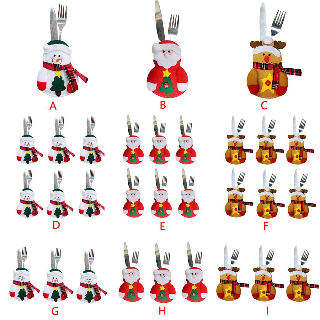 1pc Christmas Silverware Pockets Cover Xmas Party Home Table Dinner Spoons Forks Bags
