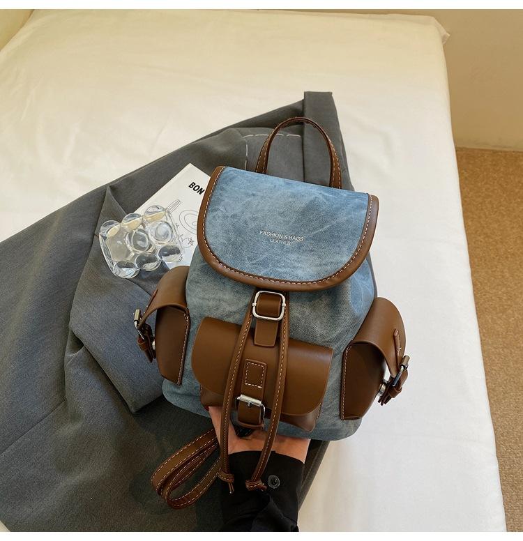 

Ретро рюкзак женский 2025 новый трендовый корейская версия модный универсальный мешок на шнурке большая вместимость дорожный рюкзак женская сумка джинсовый синий