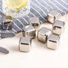Reusable Ice Cubes Drinks Stainless Steel Whiskey Stones Cooling Metal Whiskey Rocks 6Pcs Chilling Stones for Wine Chilling Rock