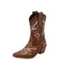 Western Cowboy Boots Embroidered Retro Square Head Tall Boots Thick Heel High Heel Medium Boots Bohemian Knight Boots Long Boots