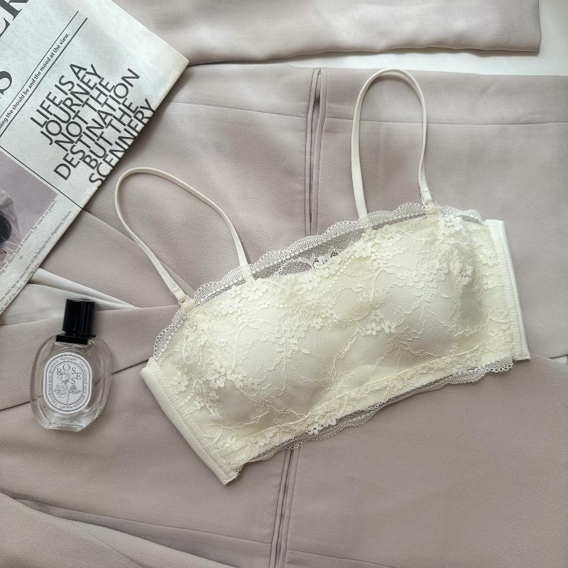 Summer chest wrapping underwear anti-light lace tube top bra thin removable replacement shoulder strap gathering no steel ring women